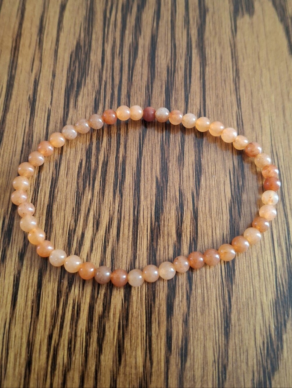 Orange Adventurine Natural Gemstone 4mm Beaded Stretch Bracelet 7"